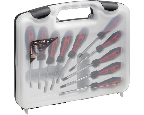 Pattfield Schraubendreher-Set 10-teilig im Kunststoffkoffer mit Tragegriff