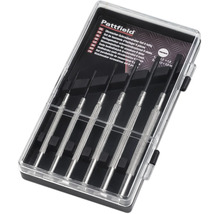 Pattfield Uhrmacher-Schraubendreher-Set, 6-teilig, in einer transparenten Kunststoffbox.