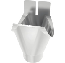 Wasserfangkasten aus Metall zur Regenwasserableitung für die Montage an der Dachrinne.