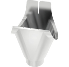 Einhängestutzen aus Metall für Dachrinnen zur Verbindung mit dem Fallrohr.