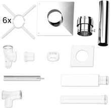 Schornstein-Set mit Edelstahlrohren, Wandblende und Kunststoffkomponenten für Abgassysteme