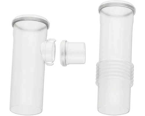 Saugrohr Set aus weißem Kunststoff mit flexiblem Element und Anschlussstück