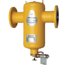 Gelber Spirotech Spirotrap Magnet Schlammabscheider BE100FM mit Flanschanschluss und Ablassventil.