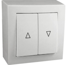 Aufputz-Rollladenschalter mit zwei Wippen und Pfeilsymbolen.