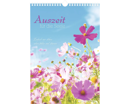 Wandkalender 2027 Auszeit für die Seele mit Blumenmotiv und Spiralbindung von Alphaedition.