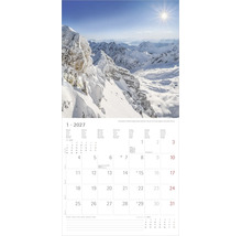 Wandkalender für Januar 2027 mit einem Panoramablick vom Gipfel der Zugspitze in Bayern.