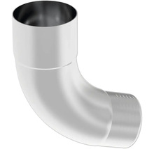 Rohrbogen 90 Grad für Regenfallrohre aus Metall zur Dachentwässerung.