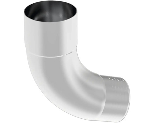 Rohrbogen 90 Grad für Regenfallrohre aus Metall zur Dachentwässerung.