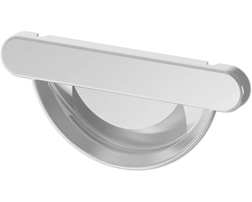 Halbrundes Rinnenendstück aus Metall für die Dachrinne.