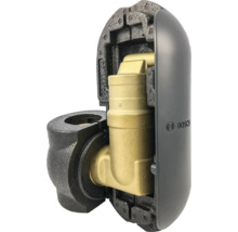 Messingfitting mit Schaumstoffisolierung und Kunststoffgehäuse mit Bosch Logo.