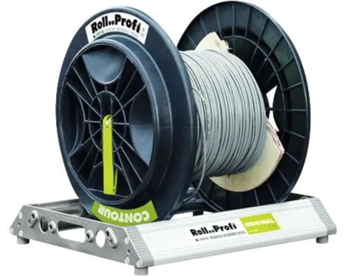 Roll Profi Original Kabelabroller aus Aluminium mit einer Kabeltrommel.