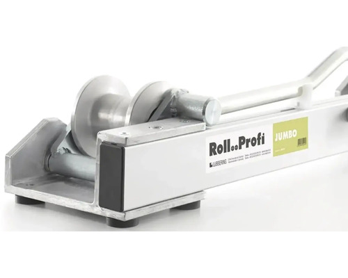Kabeltrommelabroller Roll Profi Jumbo aus Metall mit einer Rolle und Gummifüßen.