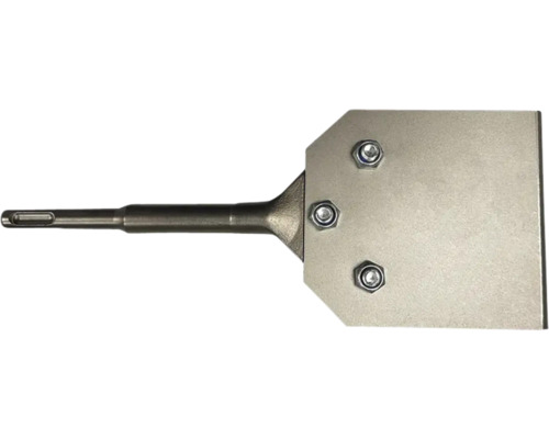 Bodenstripper-Meißel aus Stahl mit SDS-Schaft und auswechselbarem Blatt mit drei Verschraubungen.