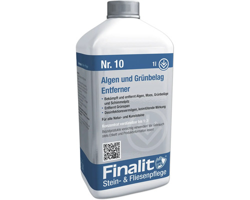 Finalit Nummer 10 Algen- und Grünbelag Entferner, 1 Liter Flasche für Natur- und Kunststein.