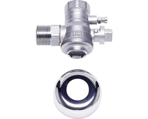 Druckminderer Nennweite 20 Nenndruck 16 aus Metall mit verchromter Rosette.