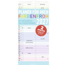 Wandkalender Planer für mich Farbenfroh 2027 mit zwei Spalten für Termine und Geburtstage, Notizbereich und Ferienterminen von Alphaedition.
