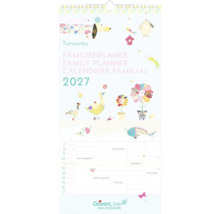 Familienplaner 2027 von Turnowsky mit Illustrationen, Spiralbindung und Kalender für Termine. GreenLine Calendars Logo.
