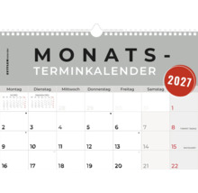 ZETTLER Monatsterminkalender 2027 mit Spiralbindung und Monatsübersicht.