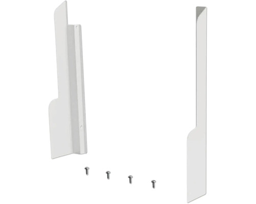 Set aus zwei weißen Seitenblenden aus Metall inklusive vier Befestigungsschrauben