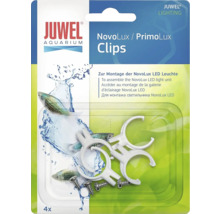 Juwel NovoLux und PrimoLux Clips zur Montage der LED-Leuchte im Aquarium, 4 weiße Kunststoffclips inklusive Schrauben.