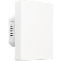 Weißer, quadratischer Smart Home Wandtaster mit flacher Front und seitlichen Lüftungsschlitzen.