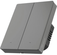 SONOFF smarter Wandschalter mit zwei Wippen in Grau zur Lichtsteuerung mit SONOFF Logo.