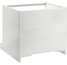 Weißer Schubladenauszug aus Metall für Küchenunterschränke oder Schranksysteme.