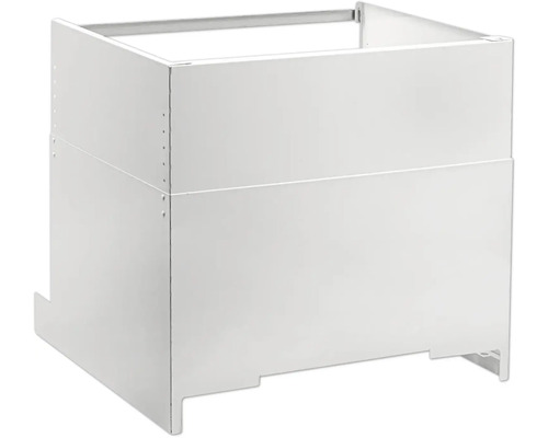Weißer Schubladenauszug aus Metall für Küchenunterschränke oder Schranksysteme.
