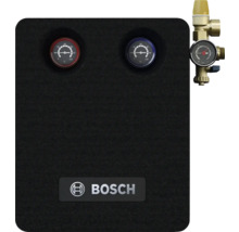 Bosch Pumpengruppe für Heizungssysteme mit zwei Thermometern und einem seitlichen Manometer. Bosch Logo.