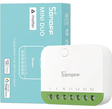 Sonoff Mini Duo 2-Gang Matter über WLAN Smart Switch mit Verpackung, kompatibel mit Alexa und Google Home.