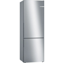 Bosch Kühl-Gefrier-Kombination freistehend in Edelstahl-Optik mit integriertem Griff.