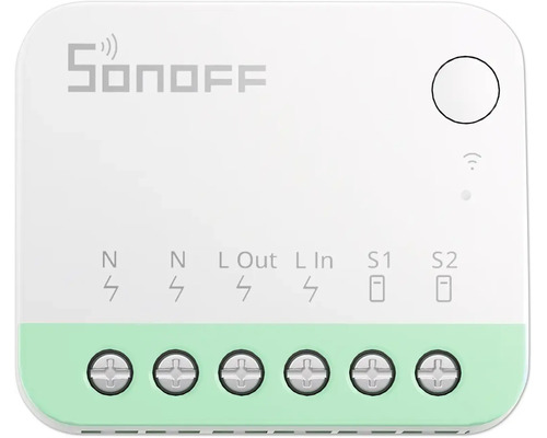Sonoff Smart-Schalter mit sechs Anschlussklemmen für die Hausautomatisierung.