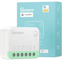 Sonoff smarter Schalter mit Matter-Unterstützung und Verpackung. Kompatibel mit Alexa für die Haussteuerung über Funkverbindung.