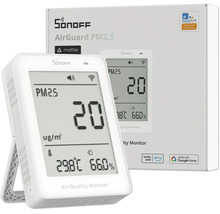 Sonoff AirGuard PM2.5 Luftqualitätsmonitor für Feinstaub, Temperatur und Luftfeuchtigkeit, kompatibel mit Matter, Alexa und Google Home.