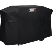 Schwarze Weber Grillabdeckhaube aus wetterfestem Material mit Weber Logo.