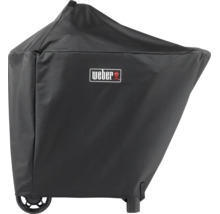Schwarze Weber Abdeckhaube für Grills aus wetterfestem Material.