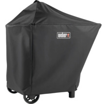 Schwarze Weber Abdeckhaube aus wetterfestem Material für Grills mit Weber Logo.