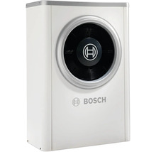 Bosch Luft-Wasser-Wärmepumpe Außeneinheit mit Ventilator und Bosch Logo.