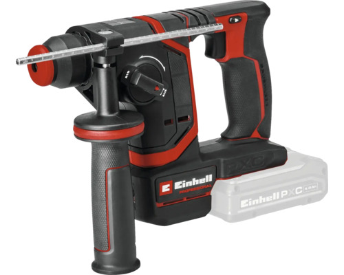 Einhell Professional Akku-Bohrhammer mit Zusatzhandgriff und Tiefenanschlag.