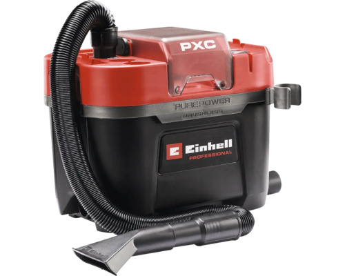 Einhell Professional Akku-Nass-Trockensauger mit bürstenlosem Motor, flexiblem Schlauch und Düse