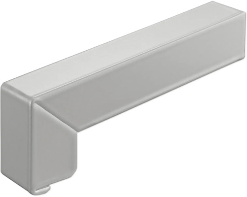 Rinnenendstück für Kastenrinnen aus Kunststoff in Silber.