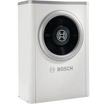 Bosch Wärmepumpe Außeneinheit mit großem Gebläse und Bosch Logo.