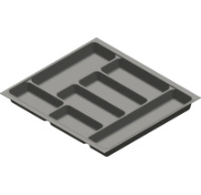Besteckkasten aus Kunststoff in Grau mit sieben Fächern für die Küchenschublade.