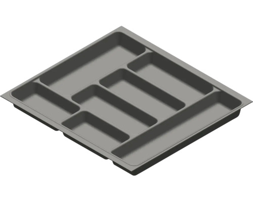 Besteckkasten aus Kunststoff in Grau mit sieben Fächern für die Küchenschublade.