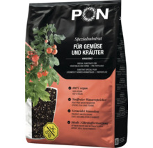 Packung Lechuza PON Spezialsubstrat für Gemüse und Kräuter, vorgedüngt, torffrei und vegan, verhindert Staunässe, Abbildung einer Tomatenpflanze.