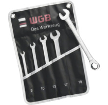 WGB Ringmaulschlüssel-Satz in schwarzer Tasche, 5-teilig, Größen 8, 10, 13, 17 und 19 Millimeter.