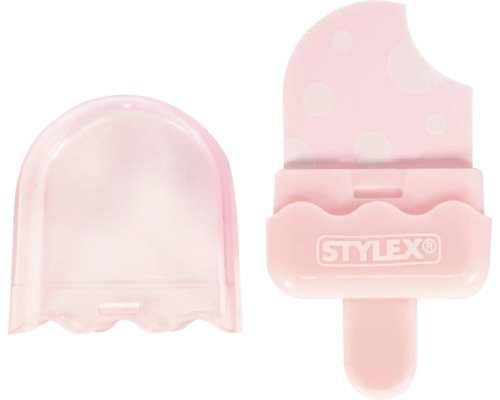 Stylex Radiergummi in Eis-am-Stiel-Form mit Schutzkappe.