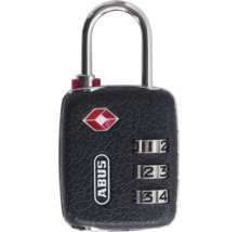 ABUS TSA-Zahlenschloss mit ABUS Logo, dreistelligem Zahlencode und Metallbügel.