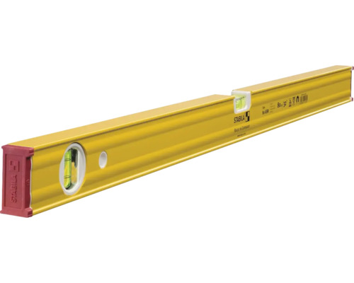 Gelbe Stabila Aluminium-Wasserwaage Typ 80 ASM, 80 Zentimeter, mit horizontaler und vertikaler Libelle.