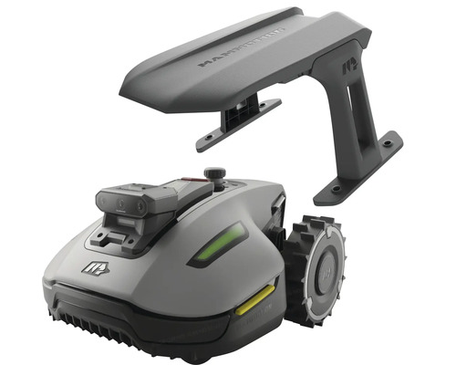 Mammotion Mähroboter inklusive Garage für die automatische Rasenpflege.